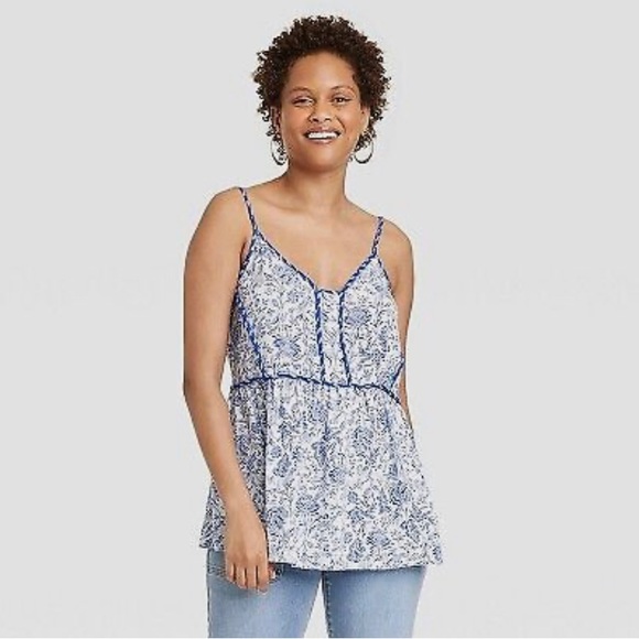 Knox Rose Blue Floral Flowy Tank Top - Picture 3 of 6